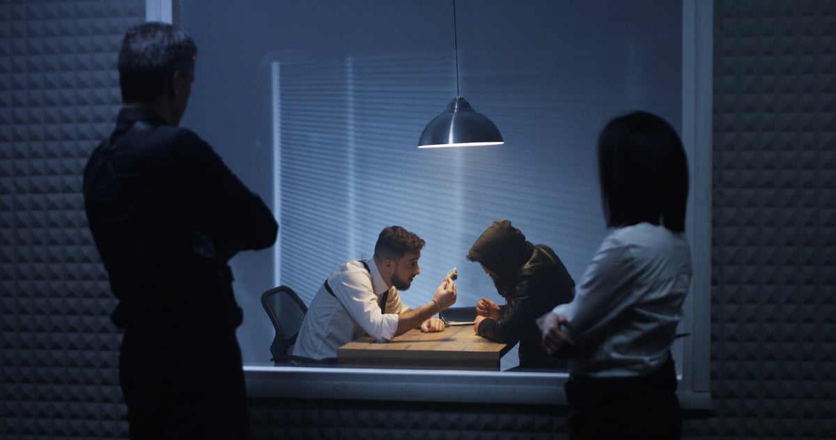 Free Legal Aid police station representation with investigators and solicitor during an interview at a police station