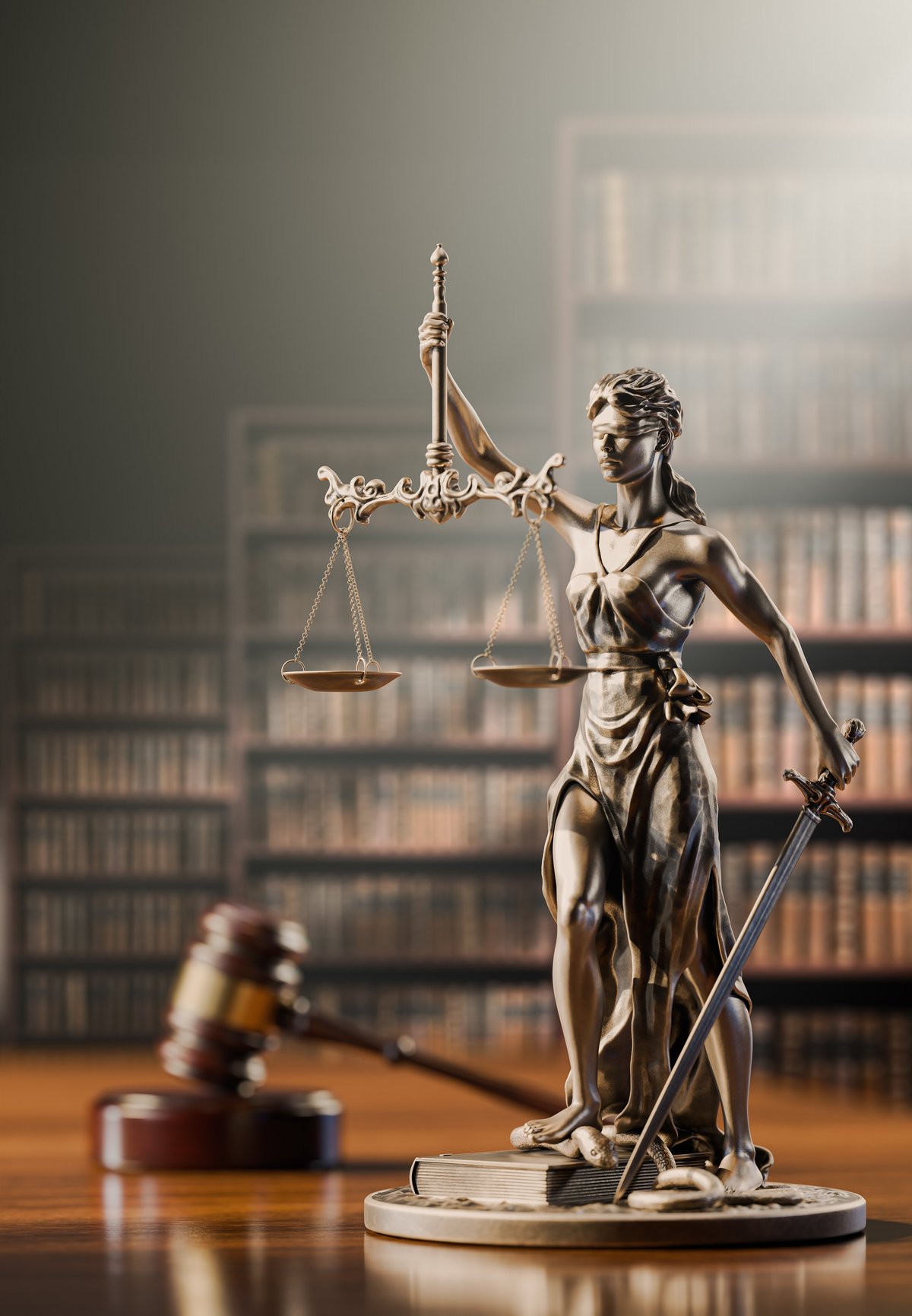 Legal books and scales of justice